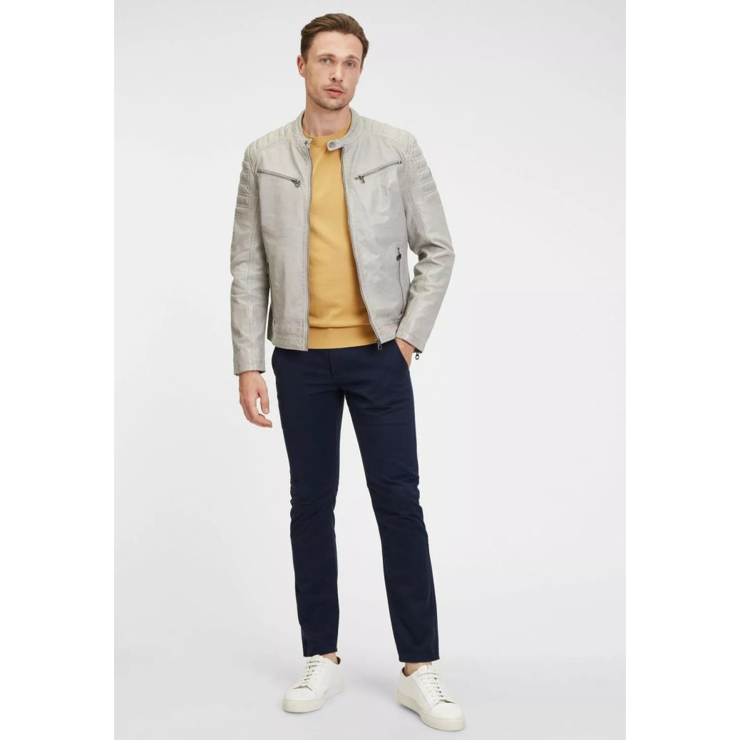 Geaca de Piele Barbati Gipsy Gri Argintiu GMChesto LAORV – Black Friday