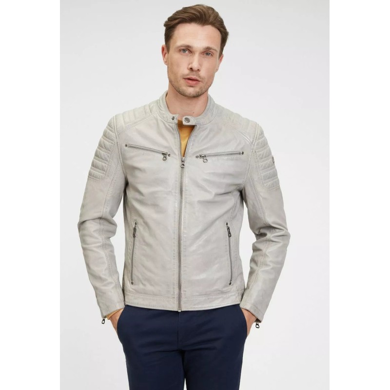 Geaca de Piele Barbati Gipsy Gri Argintiu GMChesto – IMBRACAMINTE
