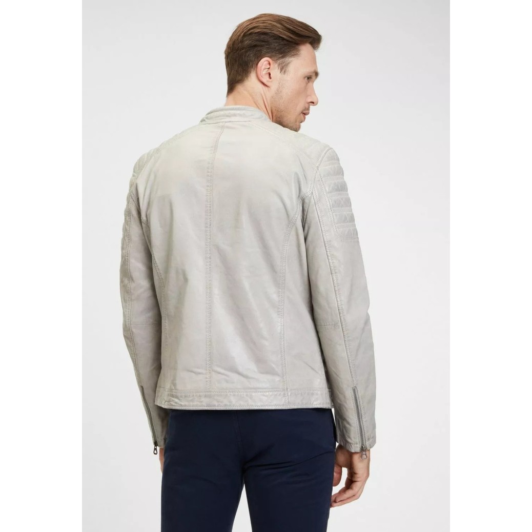 Geaca de Piele Barbati Gipsy Gri Argintiu GMChesto LAORV – Black Friday