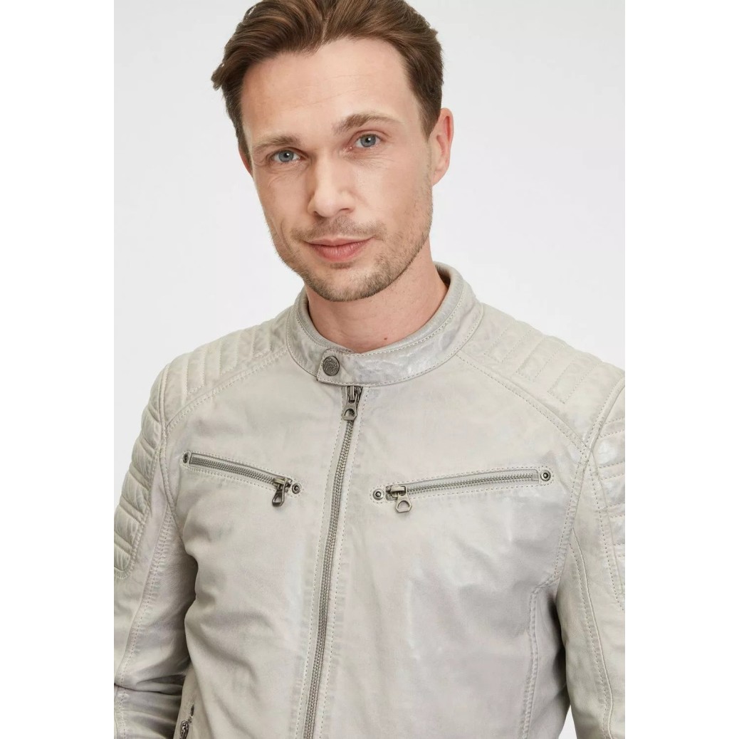 Geaca de Piele Barbati Gipsy Gri Argintiu GMChesto LAORV – Black Friday