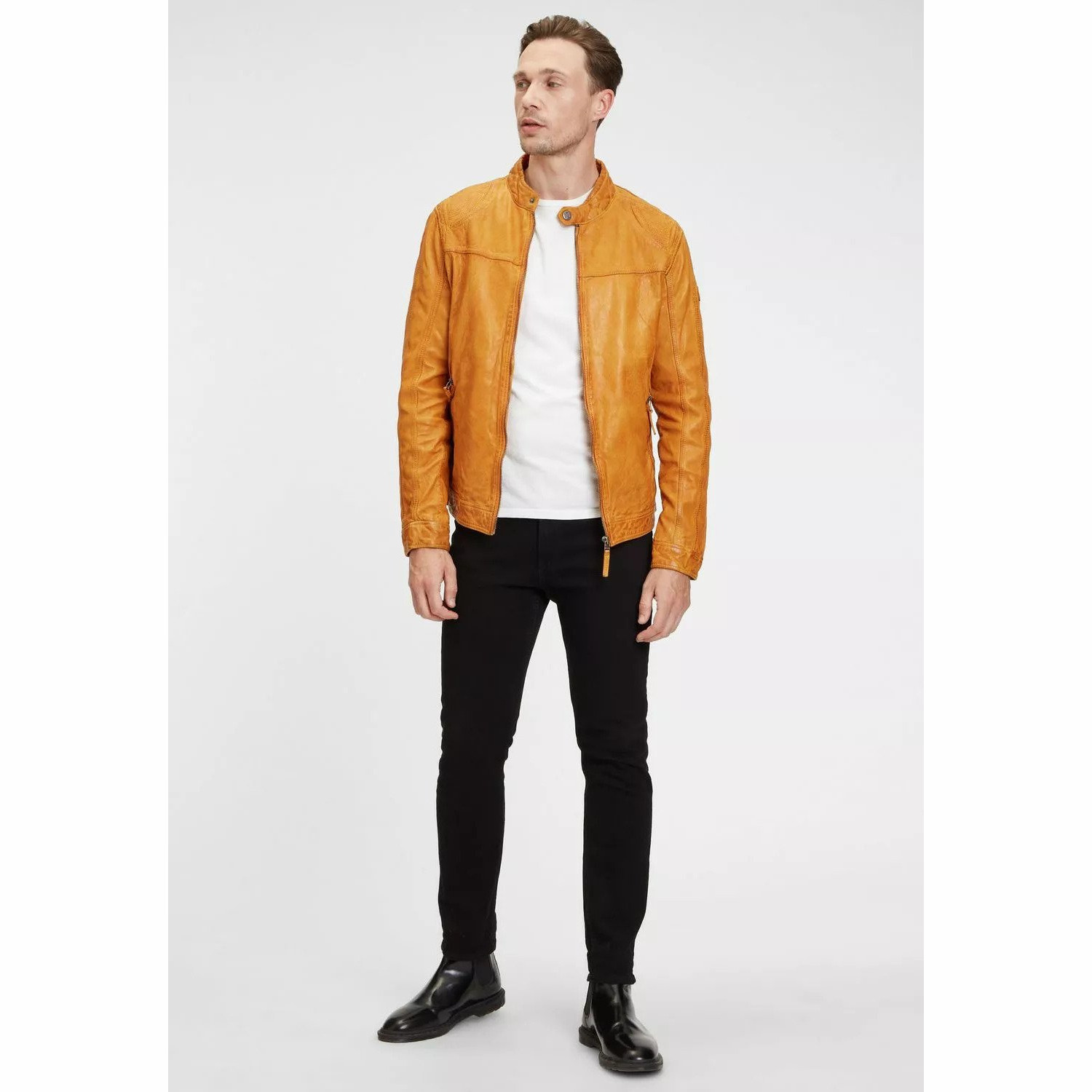 Geaca de Piele Barbati Gipsy Galbena GMChuto SF LGAWV – IMBRACAMINTE