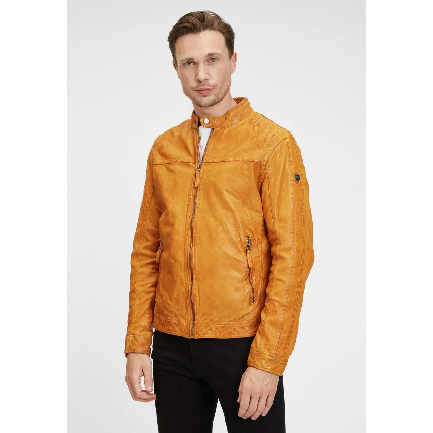 Geaca de Piele Barbati Gipsy Galbena GMChuto SF LGAWV – IMBRACAMINTE