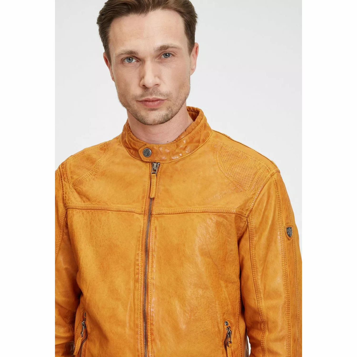 Geaca de Piele Barbati Gipsy Galbena GMChuto SF LGAWV – IMBRACAMINTE