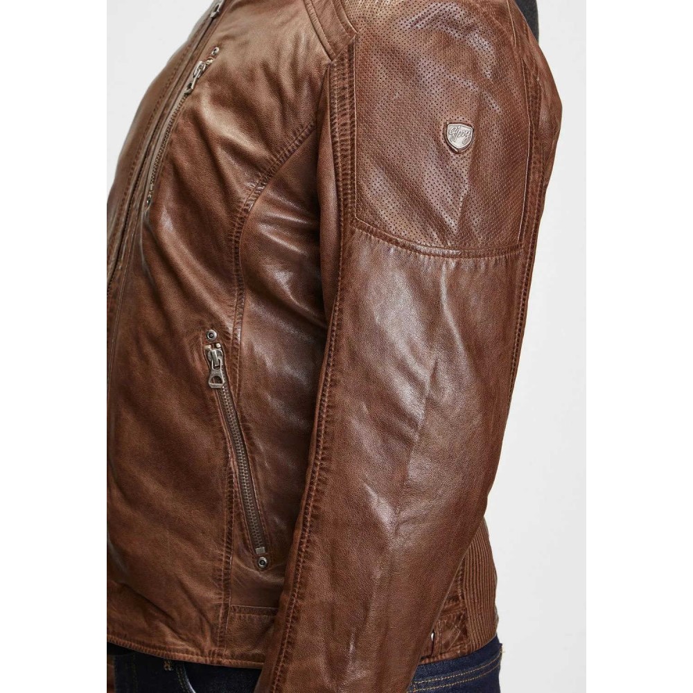 Geaca de Piele Barbati Gipsy Coniac Inchis GMClance CF LONTV geci de piele - readytowear.ro