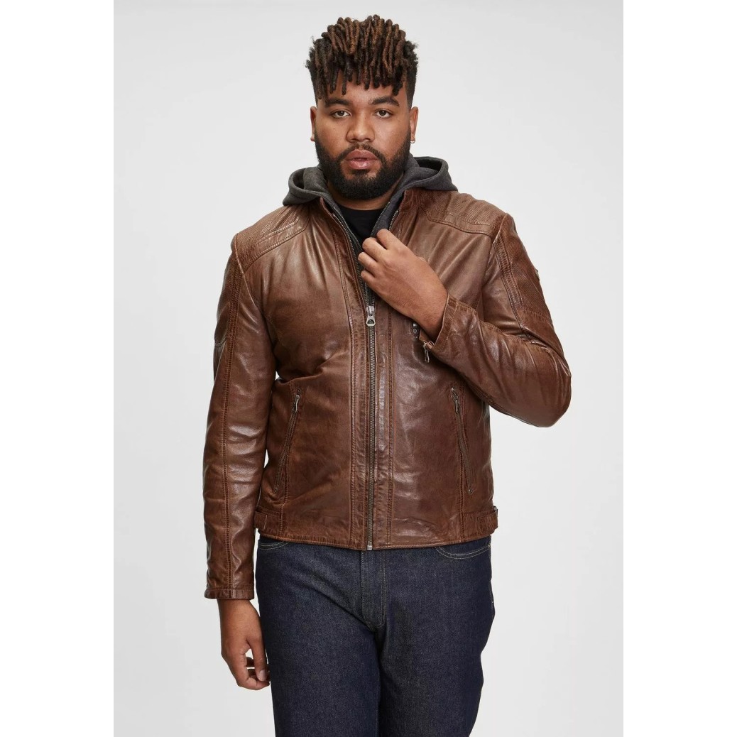 Geaca de Piele Barbati Gipsy Coniac Inchis GMClance CF LONTV – IMBRACAMINTE