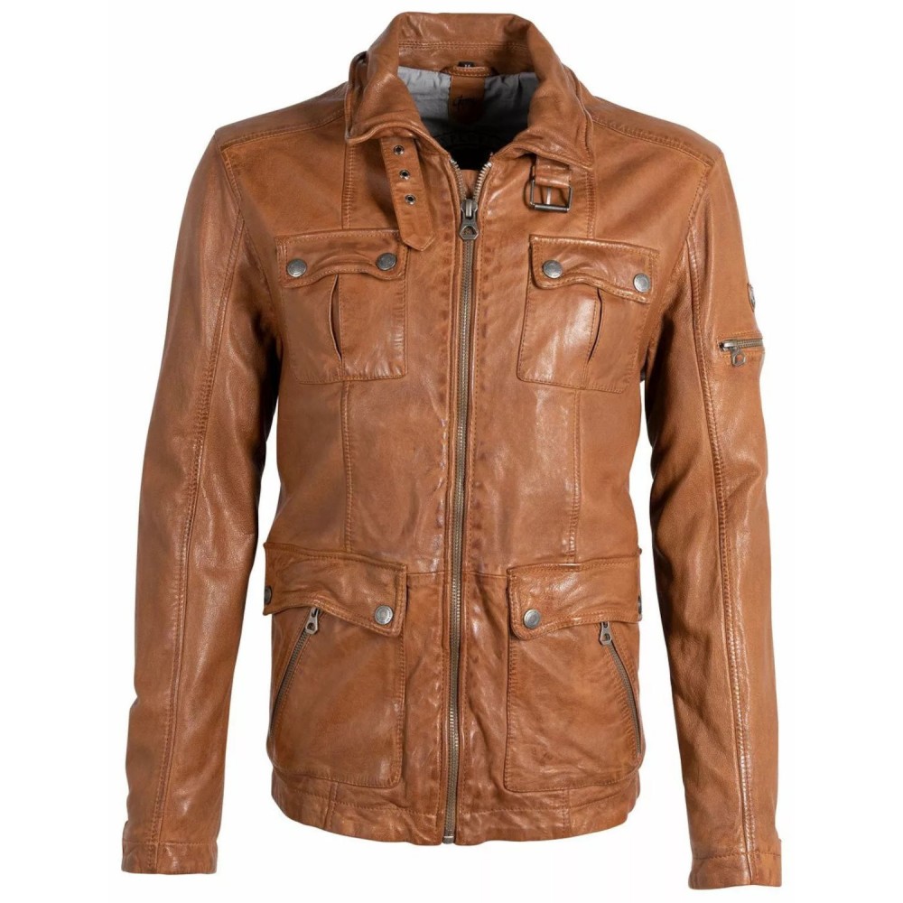 Geaca Lunga de Piele Barbati Gipsy Coniac GMClieves Geaca Lunga de Piele Barbati Gipsy Coniac GMClieves - readytowear.ro