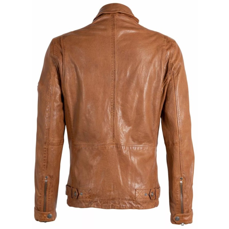 Geaca Lunga de Piele Barbati Gipsy Coniac GMClieves – IMBRACAMINTE