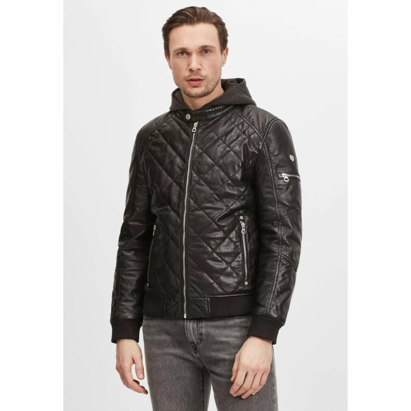 Geaca de Iarna din Piele Barbati Gipsy Neagra GMCludo – IMBRACAMINTE