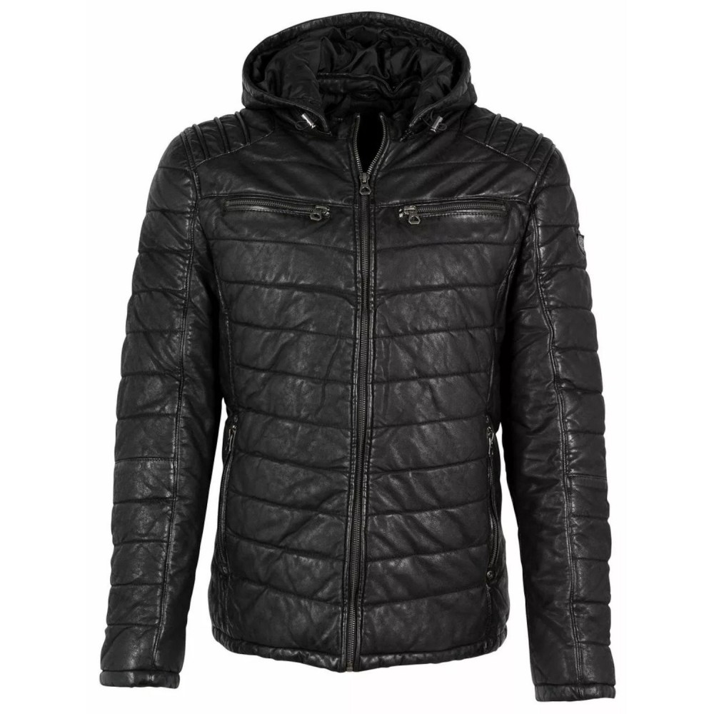 Geaca de Iarna din Piele Barbati Gipsy Neagra GMCorbin Geaca de Iarna din Piele Barbati Gipsy Neagra GMCorbin - readytowear
