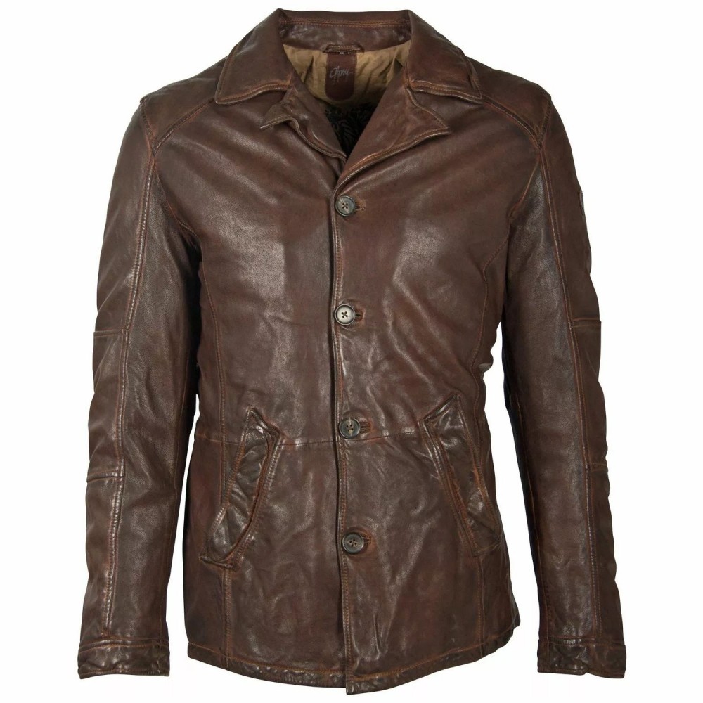 Męska skórzana kurtka Gipsy Brązowa GMCrimsum LATEOV W Męska skórzana kurtka Gipsy Brązowa GMCrimsum LATEOV W - readytowear
