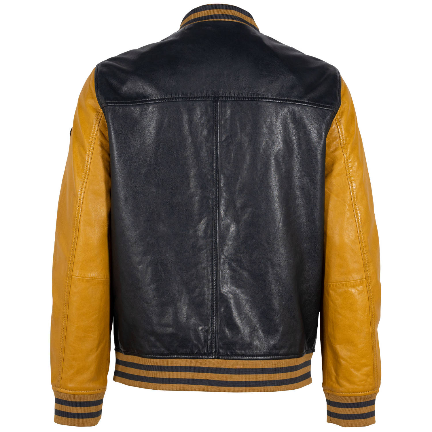 Geaca de Piele Barbati Gipsy Albastru Inchis/Galben Mustar GMCuno – Black Friday