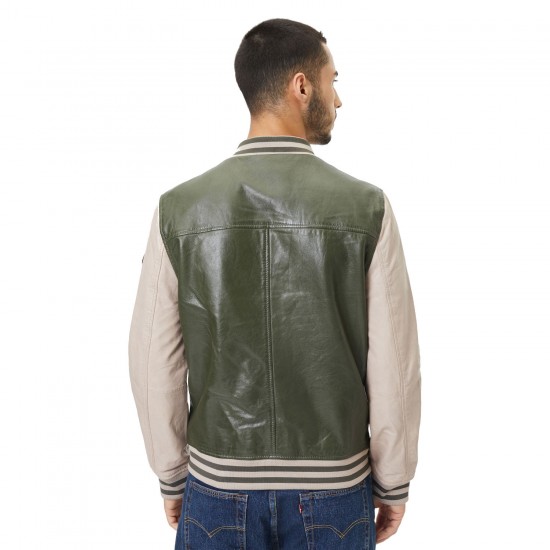 Geaca de Piele Barbati Gipsy Verde Inchis/Gri Deschis GMCuno