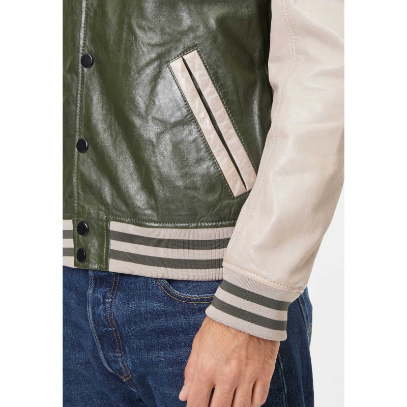 Geaca de Piele Barbati Gipsy Verde Inchis/Gri Deschis GMCuno – Black Friday