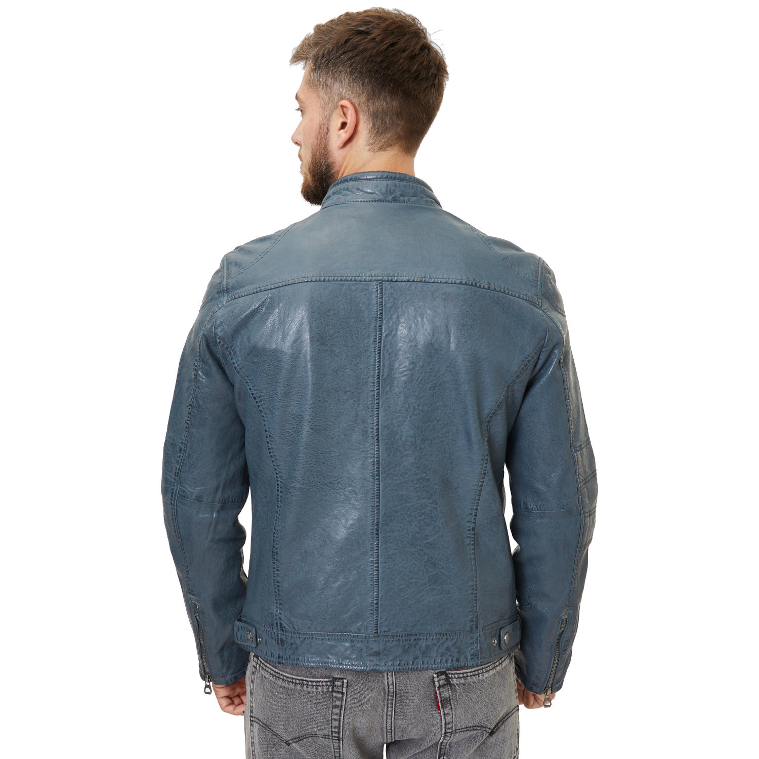 Geaca de Piele Barbati Gipsy Albastru Denim GMCybo – Black Friday