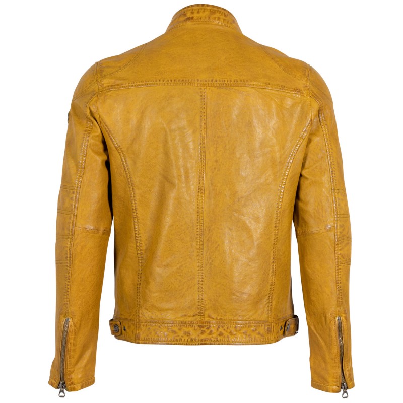 Geaca de Piele Barbati Gipsy Galben Mustar GMCybo – Geci de Piele