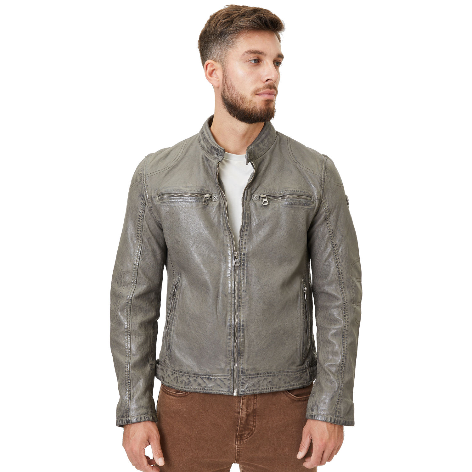 Geaca de Piele Barbati Gipsy Gri GMCybo – IMBRACAMINTE