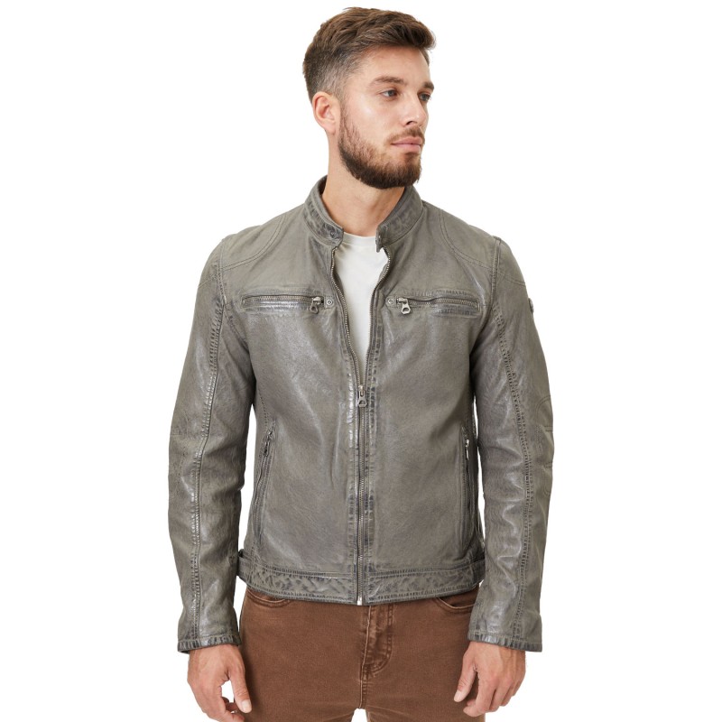 Geaca de Piele Barbati Gipsy Gri GMCybo – IMBRACAMINTE