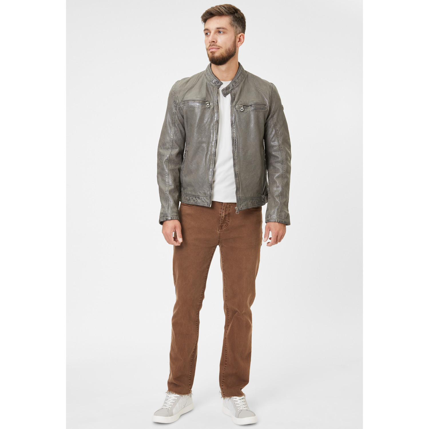 Geaca de Piele Barbati Gipsy Gri GMCybo – IMBRACAMINTE