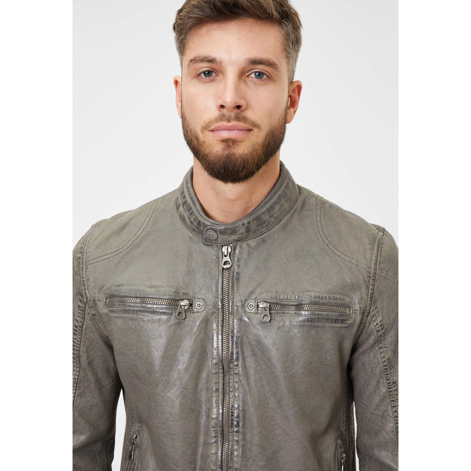 Geaca de Piele Barbati Gipsy Gri GMCybo – IMBRACAMINTE