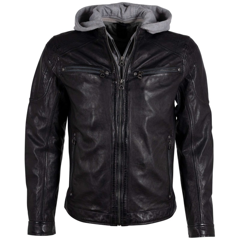 Geaca de Piele Barbati Gipsy Negru/Bleumarin GMDanzel – IMBRACAMINTE