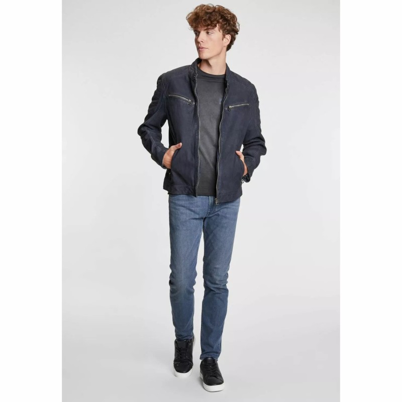 Geaca de Piele Barbati Gipsy Bleumarin GMDelgany LNUV – IMBRACAMINTE