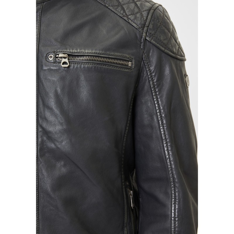 Geaca de Piele Barbati Gipsy Negru Vintage GMDerril – IMBRACAMINTE