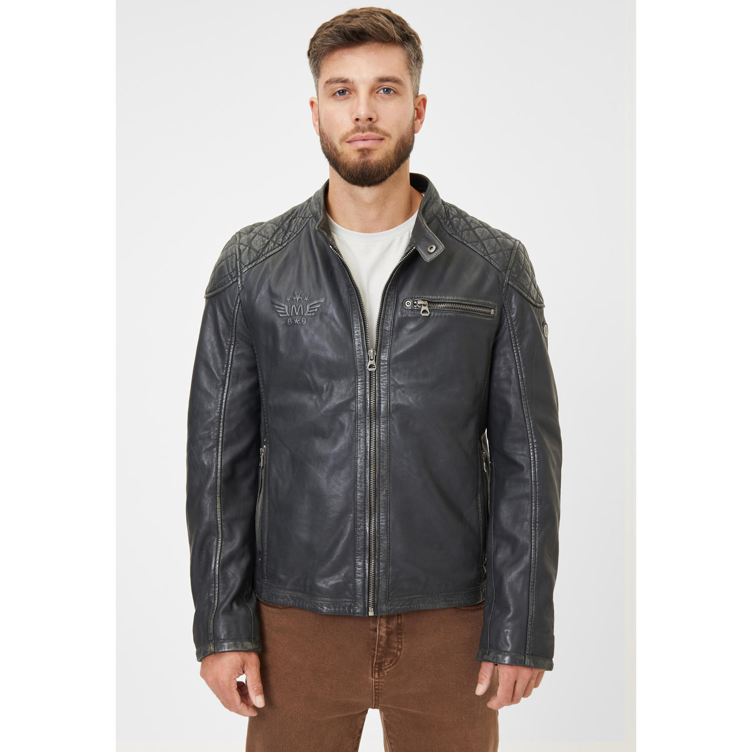 Geaca de Piele Barbati Gipsy Negru Vintage GMDerril – Black Friday