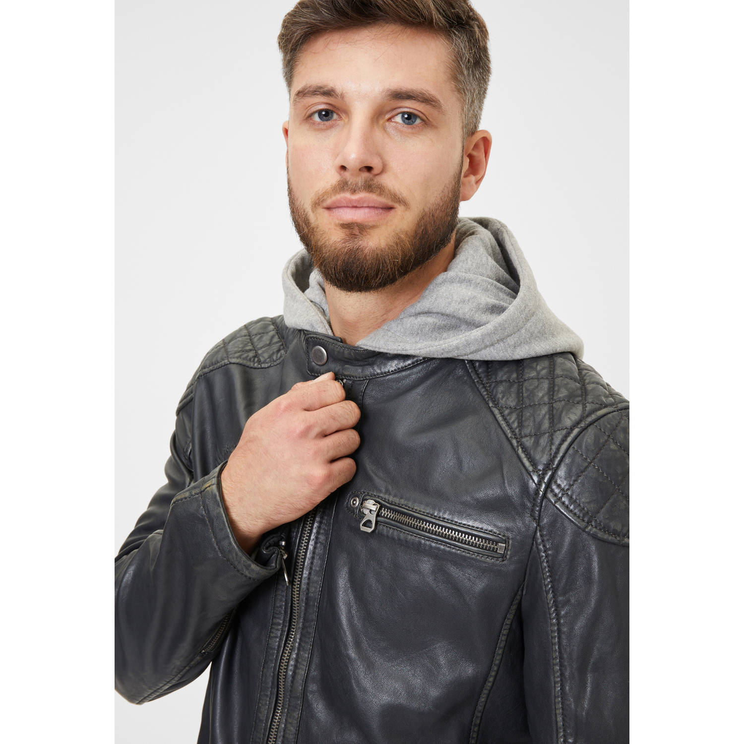 Geaca de Piele Barbati Gipsy Negru Vintage GMDerril – IMBRACAMINTE