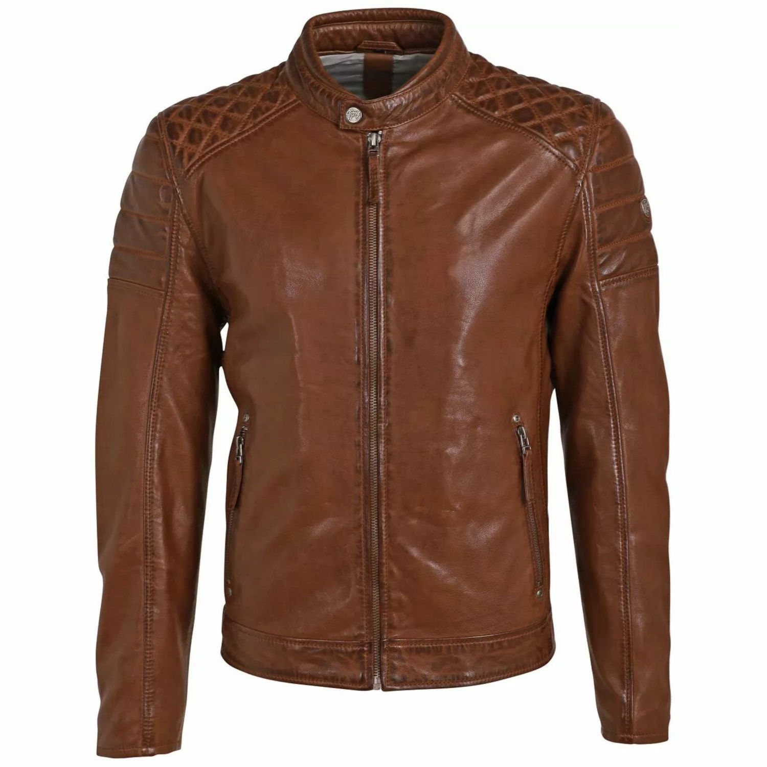 Geaca de Piele Barbati Gipsy Coniac Inchis GMDonnie – IMBRACAMINTE