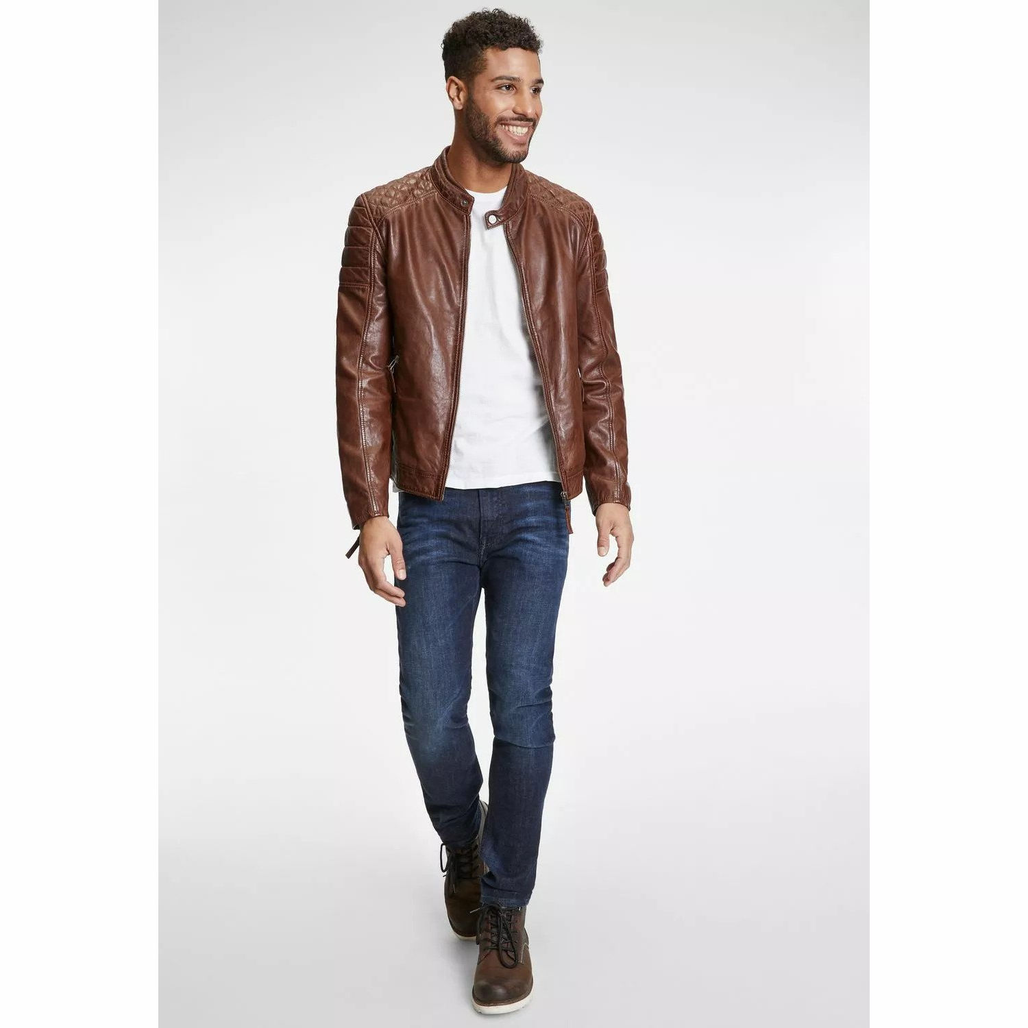 Geaca de Piele Barbati Gipsy Coniac Inchis GMDonnie – IMBRACAMINTE