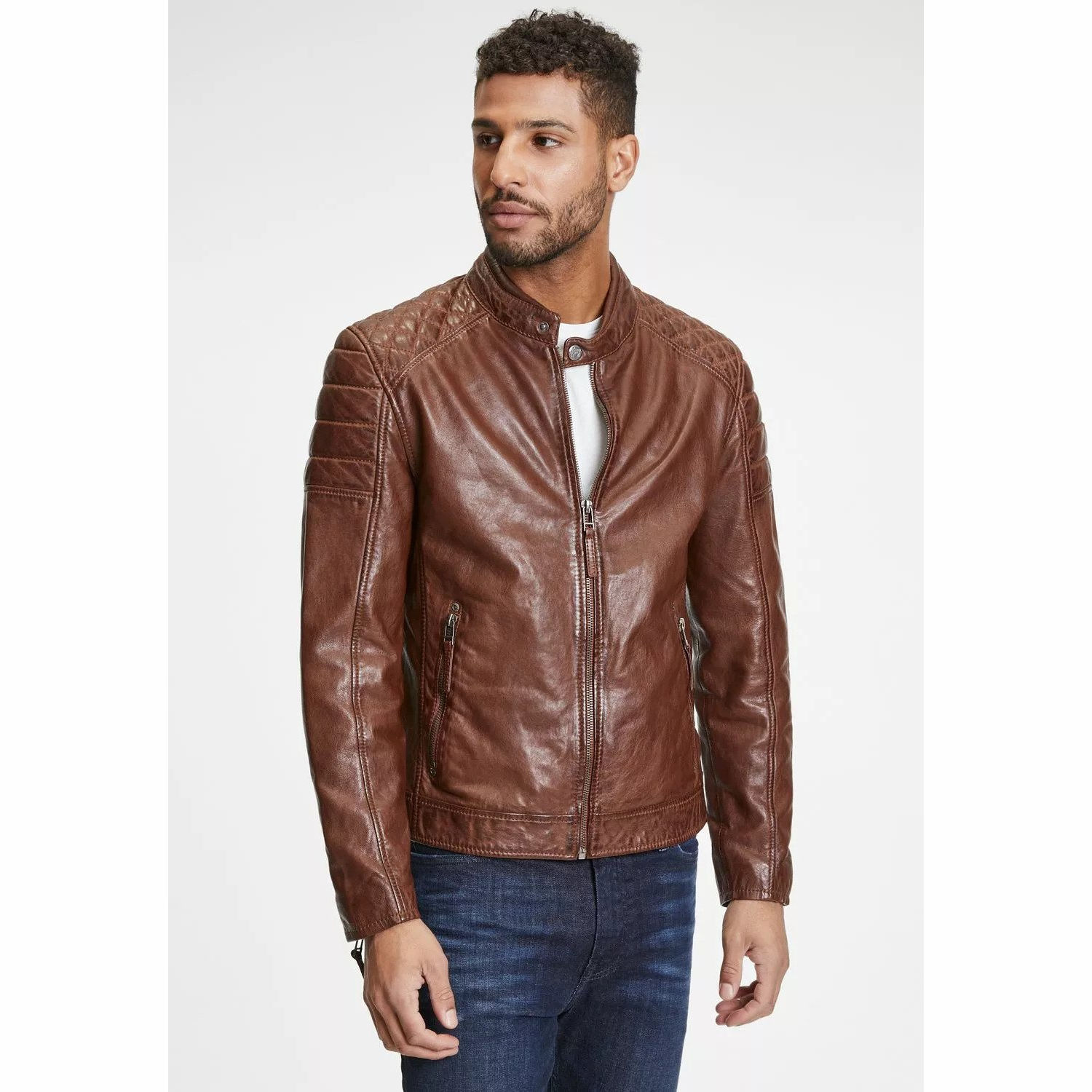 Geaca de Piele Barbati Gipsy Coniac Inchis GMDonnie – IMBRACAMINTE