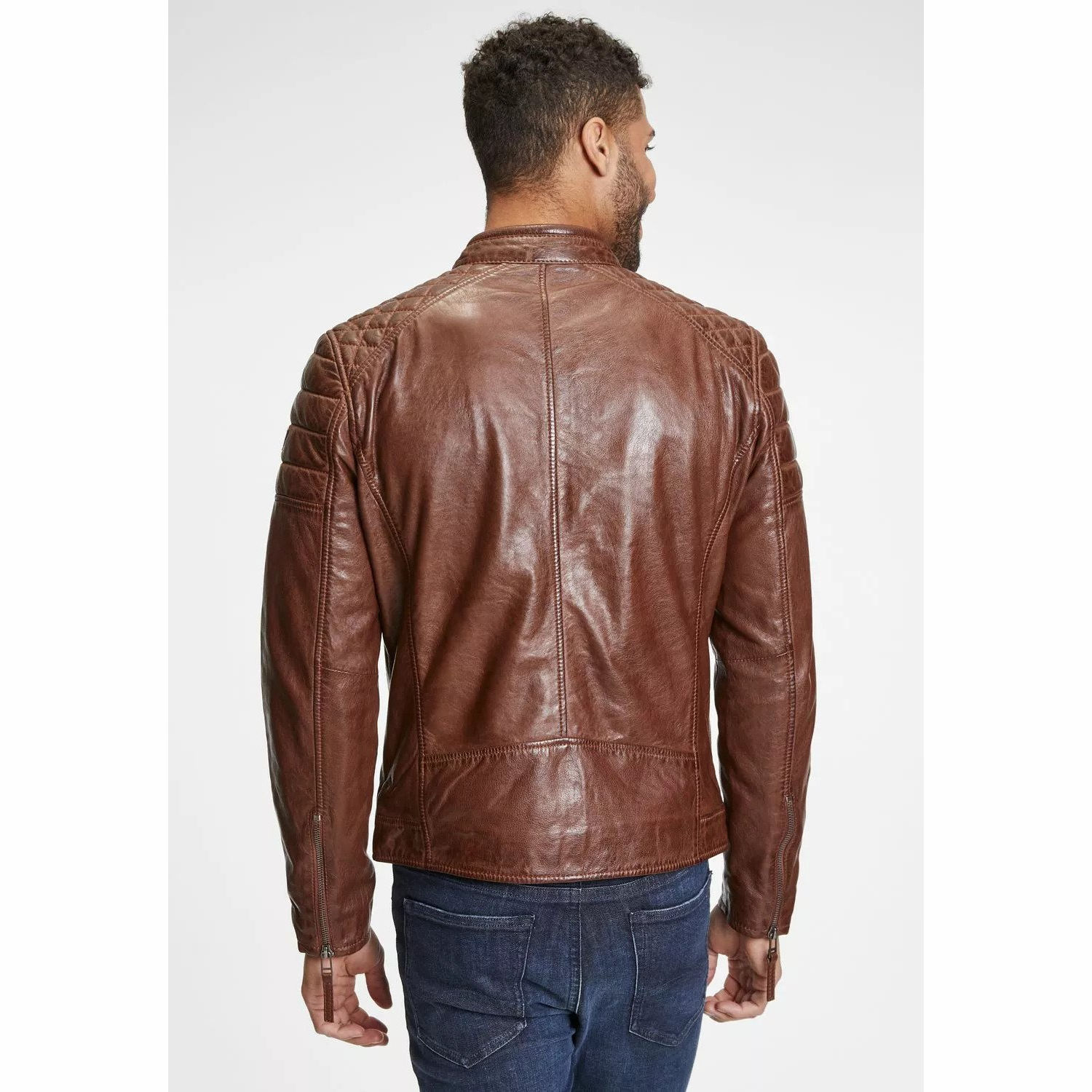 Geaca de Piele Barbati Gipsy Coniac Inchis GMDonnie – IMBRACAMINTE