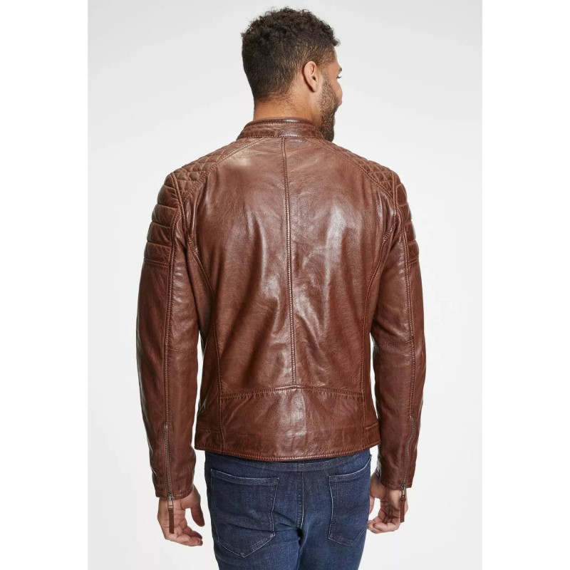 Geaca de Piele Barbati Gipsy Coniac Inchis GMDonnie – IMBRACAMINTE