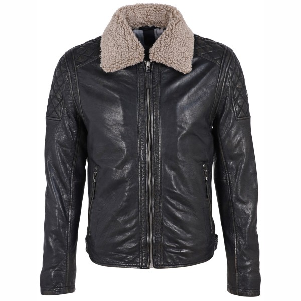 Geaca de Piele Barbati Gipsy Negru Antic GMDrylo LAROV W – IMBRACAMINTE — fotografia 1