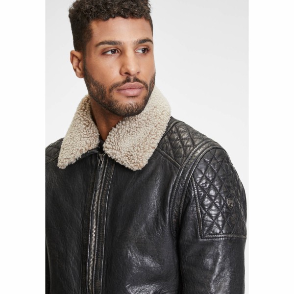 Geaca de Piele Barbati Gipsy Negru Antic GMDrylo LAROV W – IMBRACAMINTE — fotografia 6
