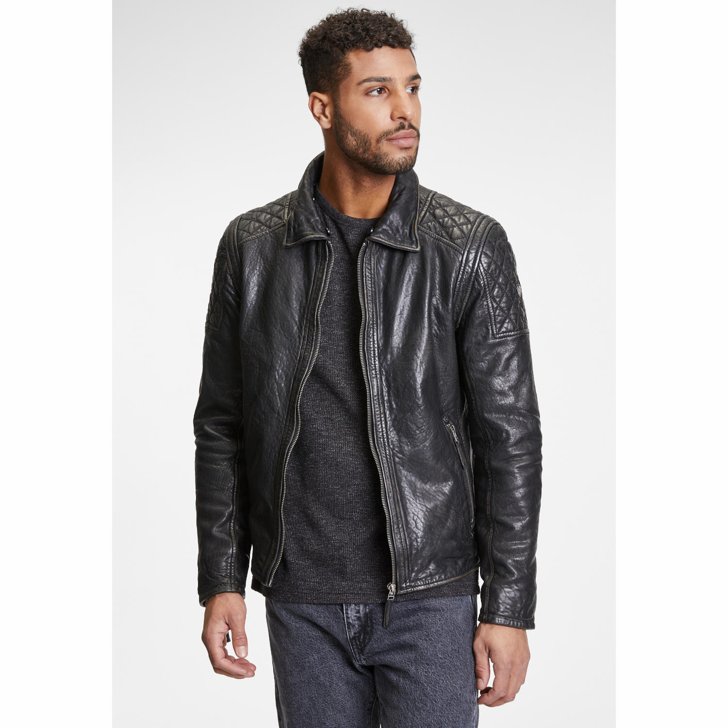 Geaca de Piele Barbati Gipsy Negru Antic GMDrylo LAROV W – IMBRACAMINTE