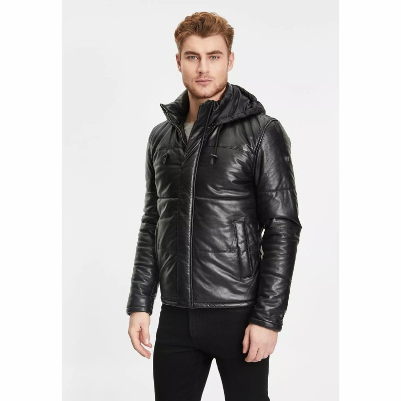 Geaca de Iarna din Piele Barbati Gipsy Neagra GMDule – Black Friday