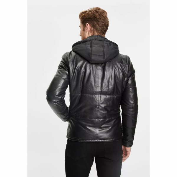 Geaca de Iarna din Piele Barbati Gipsy Neagra GMDule – IMBRACAMINTE — fotografia 5