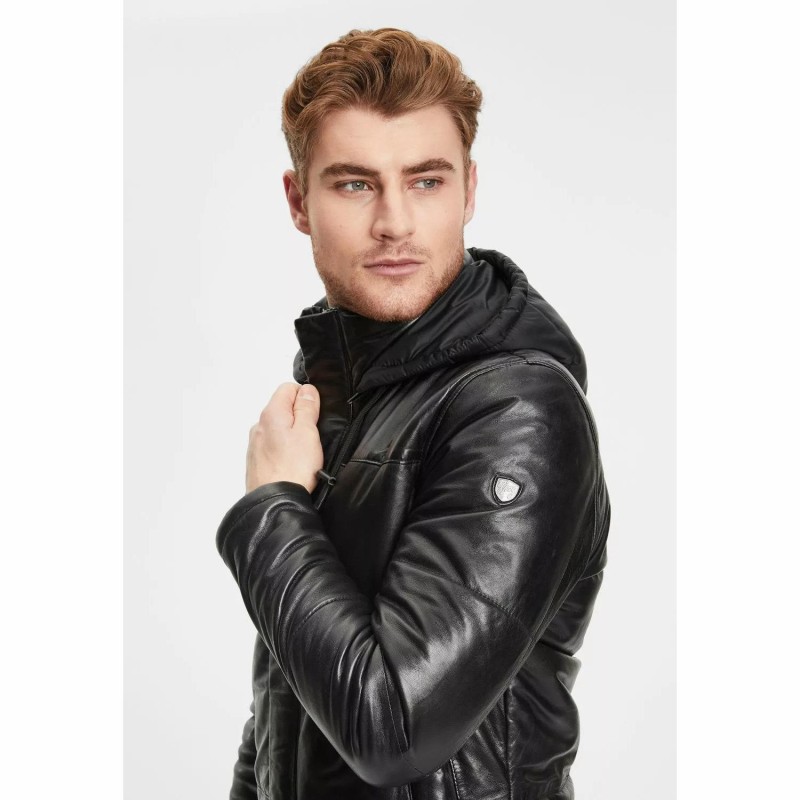 Geaca de Iarna din Piele Barbati Gipsy Neagra GMDule – Black Friday