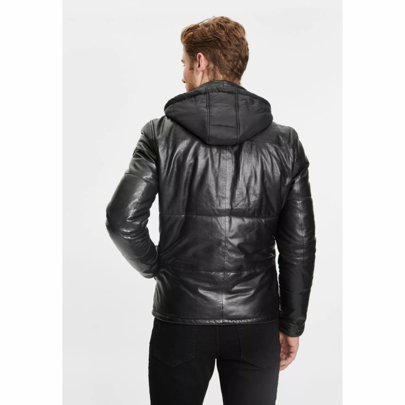 Geaca de Iarna din Piele Barbati Gipsy Neagra GMDule – Black Friday