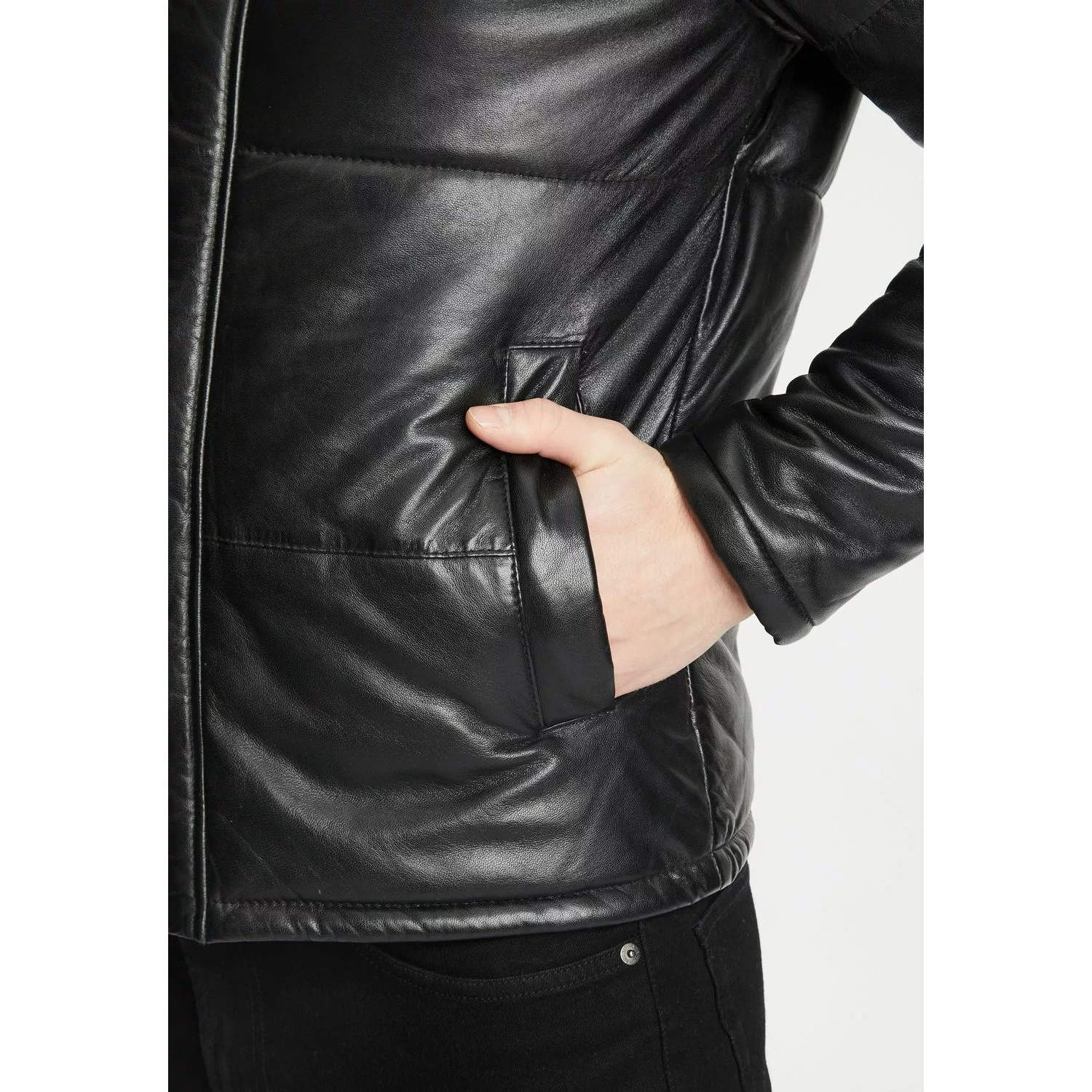Geaca de Iarna din Piele Barbati Gipsy Neagra GMDule – Black Friday