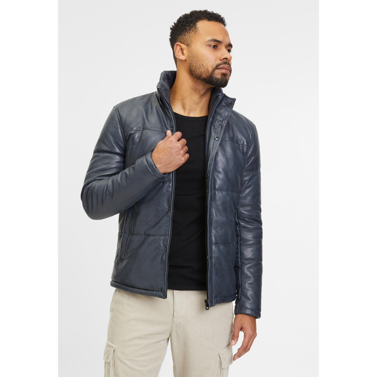 Geaca de Iarna din Piele Barbati Gipsy Bleumarin GMDule – Black Friday