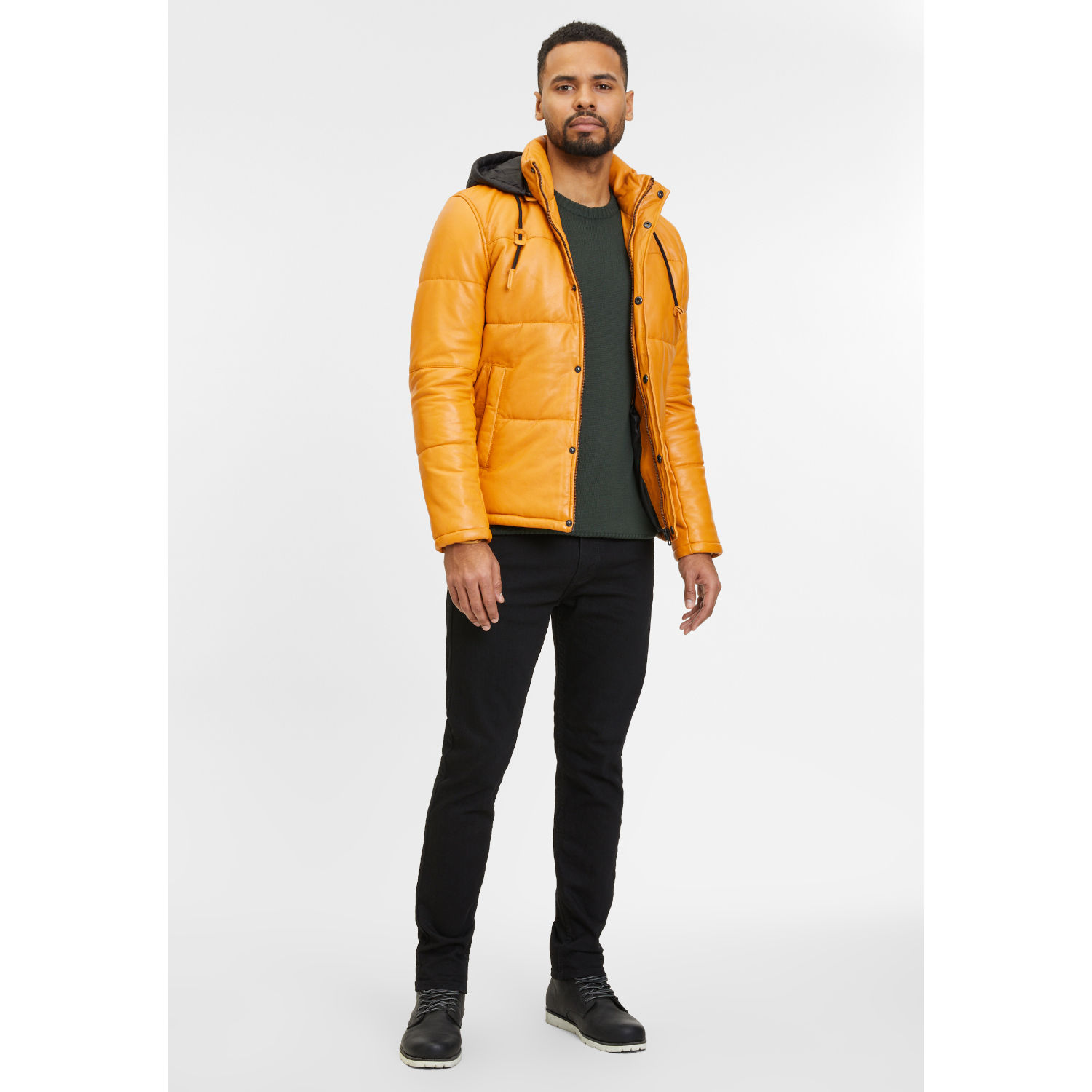 Geaca de Iarna din Piele Barbati Gipsy Galben Mustar GMDule – Black Friday