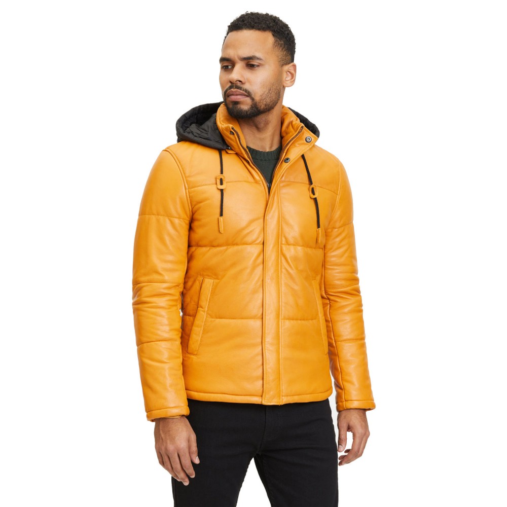Geaca de Iarna din Piele Barbati Gipsy Galben Mustar GMDule - readytowear