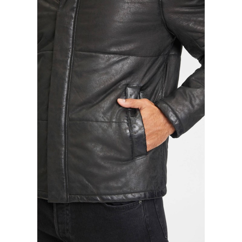 Geaca de Iarna din Piele Barbati Gipsy Neagra GMDule – IMBRACAMINTE Geaca de Iarna din Piele Barbati Gipsy Neagra GMDule – IMBRACAMINTE