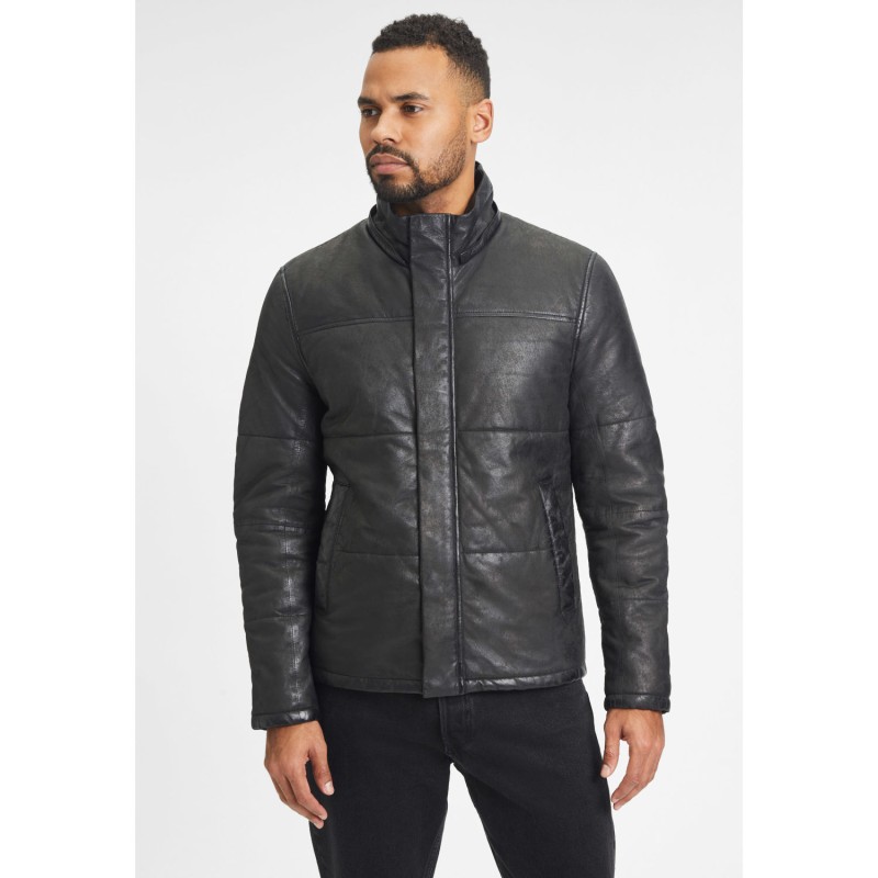 Geaca de Iarna din Piele Barbati Gipsy Neagra GMDule – Black Friday