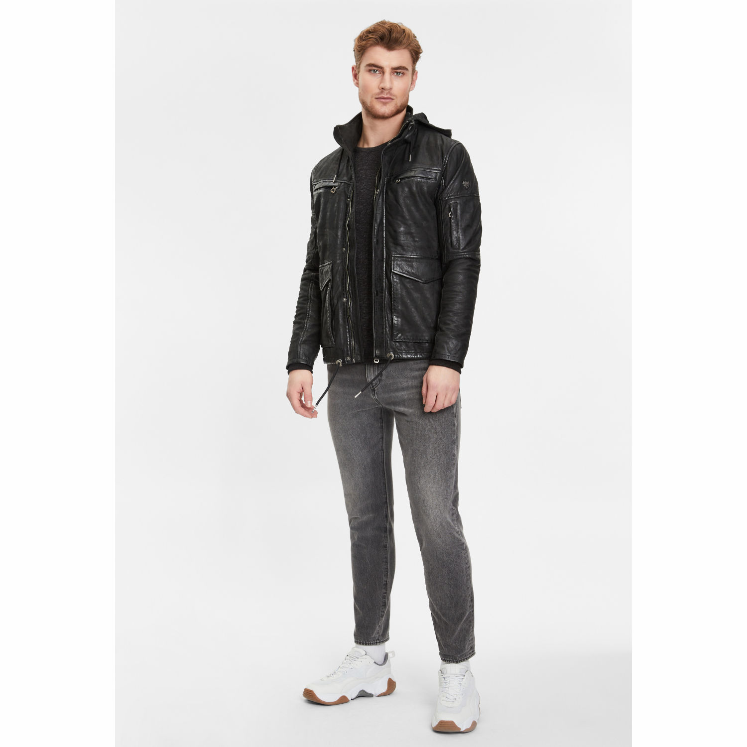 Geaca de Iarna din Piele Barbati Gipsy Neagra GMElyas – IMBRACAMINTE