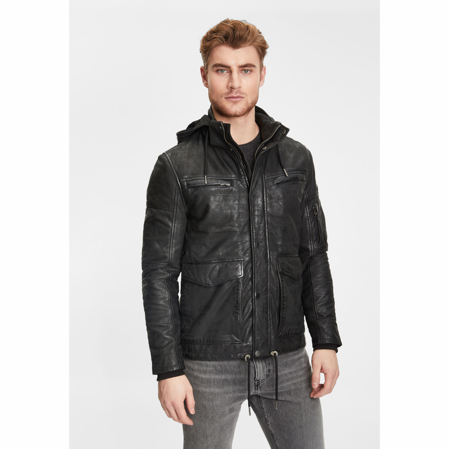 Geaca de Iarna din Piele Barbati Gipsy Neagra GMElyas – IMBRACAMINTE