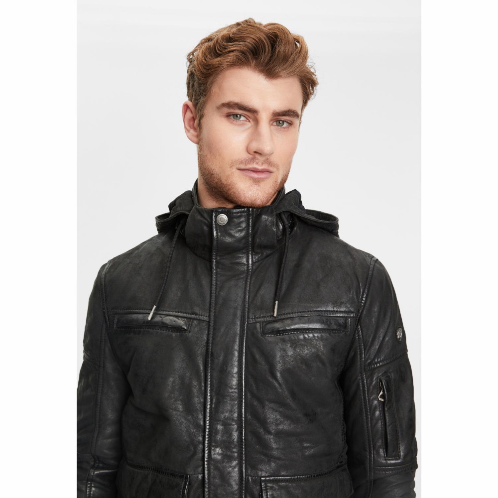 Geaca de Iarna din Piele Barbati Gipsy Neagra GMElyas Geaca de Iarna din Piele Barbati Gipsy Neagra GMElyas - readytowear.ro