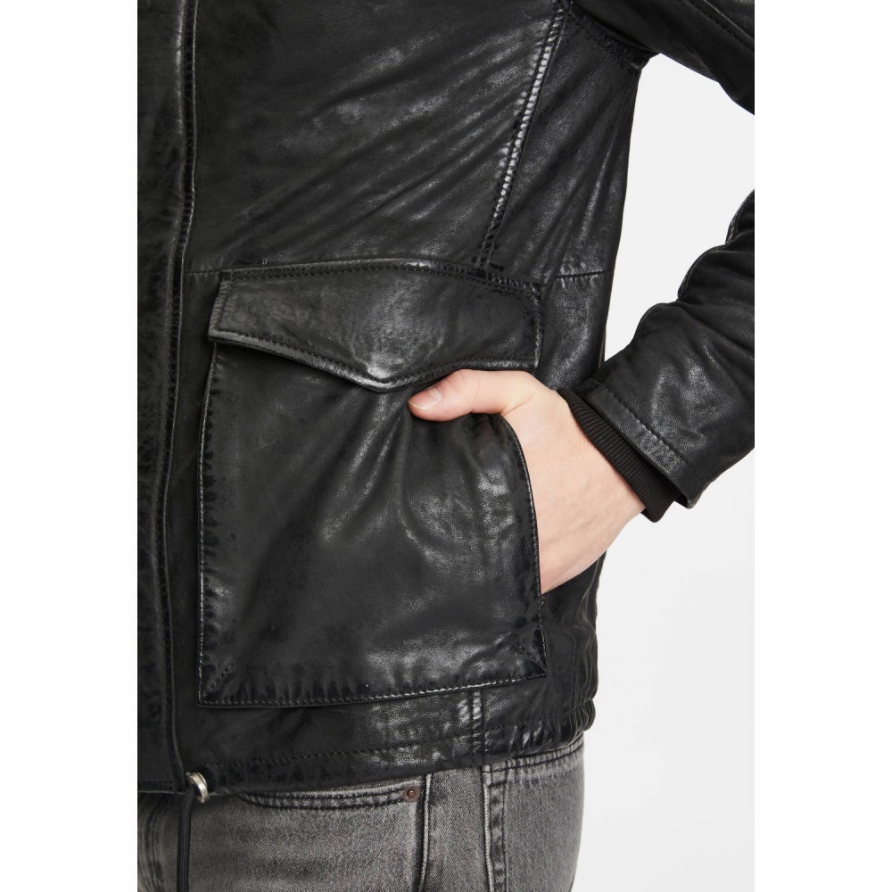 Geaca de Iarna din Piele Barbati Gipsy Neagra GMElyas Geaca de Iarna din Piele Barbati Gipsy Neagra GMElyas - readytowear.ro